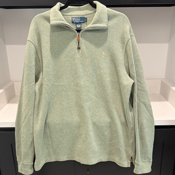 Polo Ralph Lauren Men's Estate-Rib 1/4-Zip Pullover Sweatshirt Green. Size L